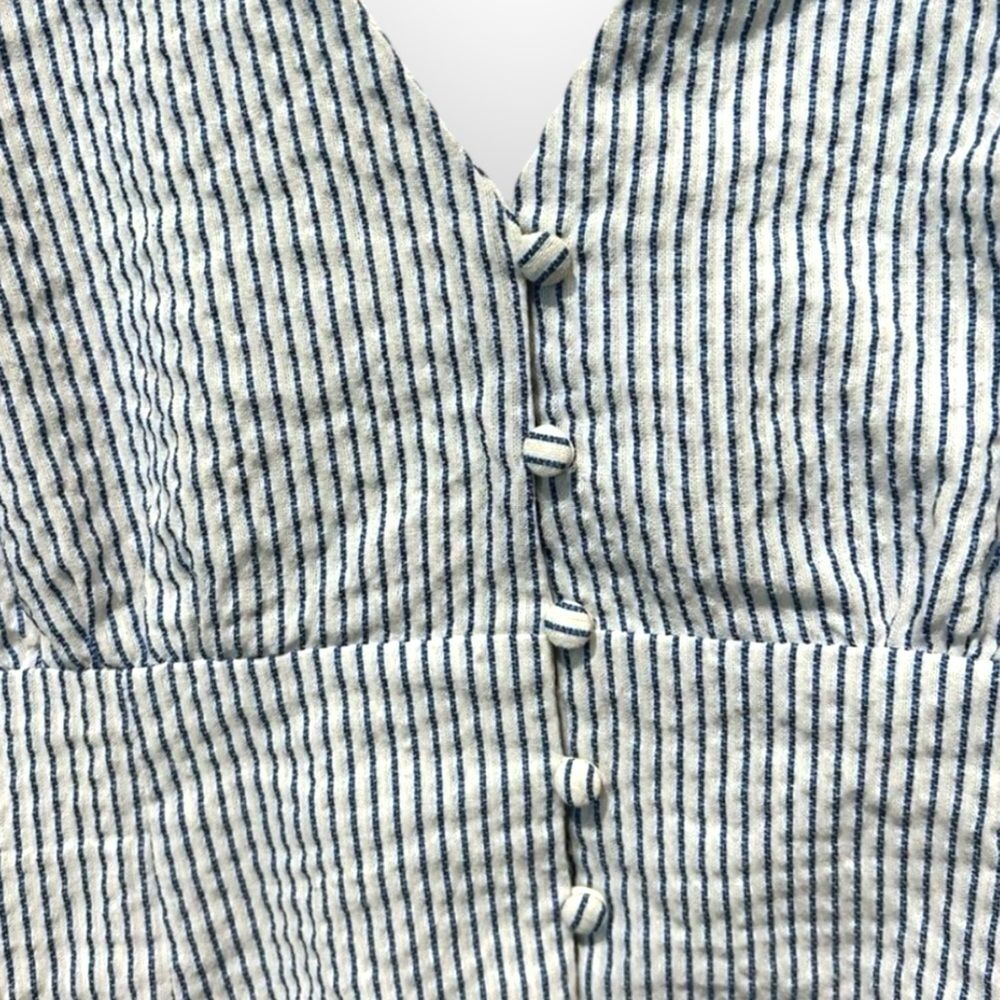 Privacy Please Revolve Daffodil Button Front Striped Mini Dress – Size Medium - Picture 4 of 6
